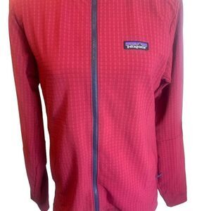 Patagonia R1 TechFace Jacket Men's Small Wax Red Zip Pockets DWR Breathable
